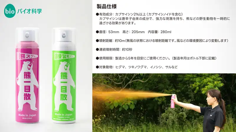携帯は合法？国産クマ撃退スプレー『熊一目散』とEPA基準の話イメージ05